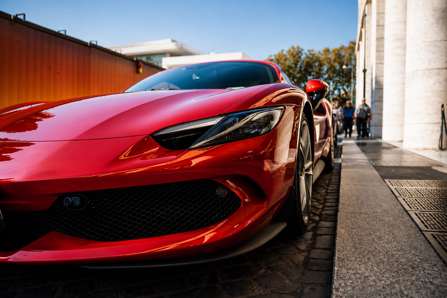 Ferrari in Florence at the start of the route